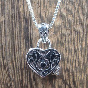 30" Sterling Super Long Heart Chest Necklace